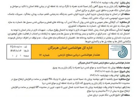 باد شدید و امواج بلند در خلیج فارس هرمزگان